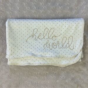 Mudpie Hello World Baby Blanket Gold Polka Dots Cream Off White Security Lovey